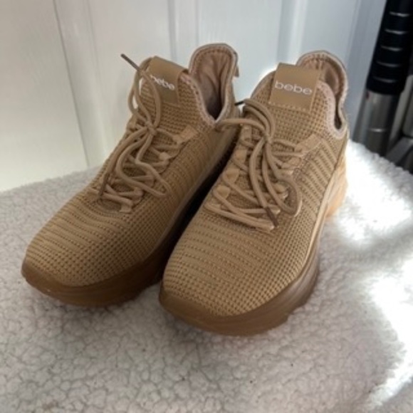 bebe | Shoes | Bebe Light Brown Tennis Shoes With Rhinestone Detail On ...